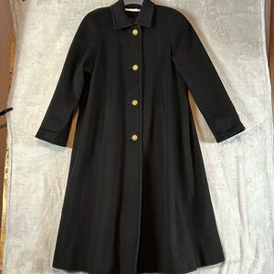 Vintage Union made Perry Ellis wool gold button long dress coat size 8